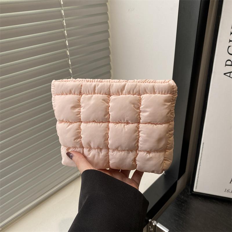 Koreanischer Ins-High-Value-Unifarben-Quadrat-Clutch-Tasche einfache große Kapazität Kosmetiktasche Temperament modische kleine quadratische Tasche Damen