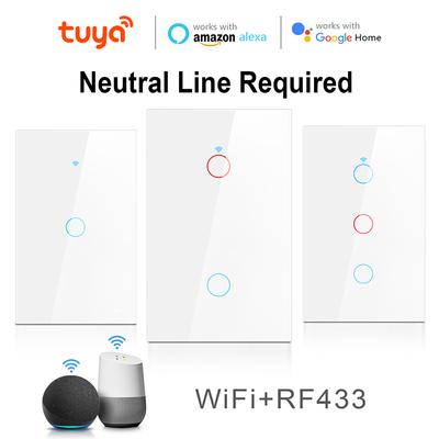 Tuya Smart Leben Luxus Glas Panel Smart Switch AC90V-260V Touch Schalter Benötigen Neutrale Linie Voice Control Licht Drahtlose Wand Schalter