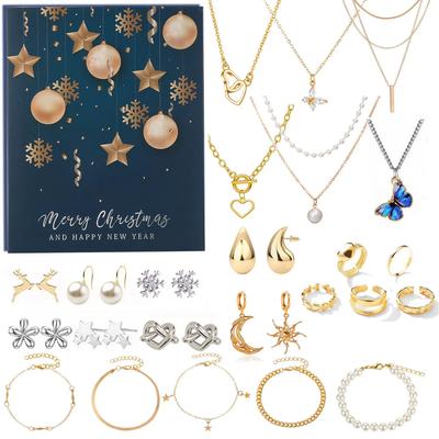 Christmas Beauty Jewelry Advent Calendar 2025, 24-Day Countdown with Stunning Necklaces, Earrings Perfect  Gift for Girlfriend, Wife, or Mom