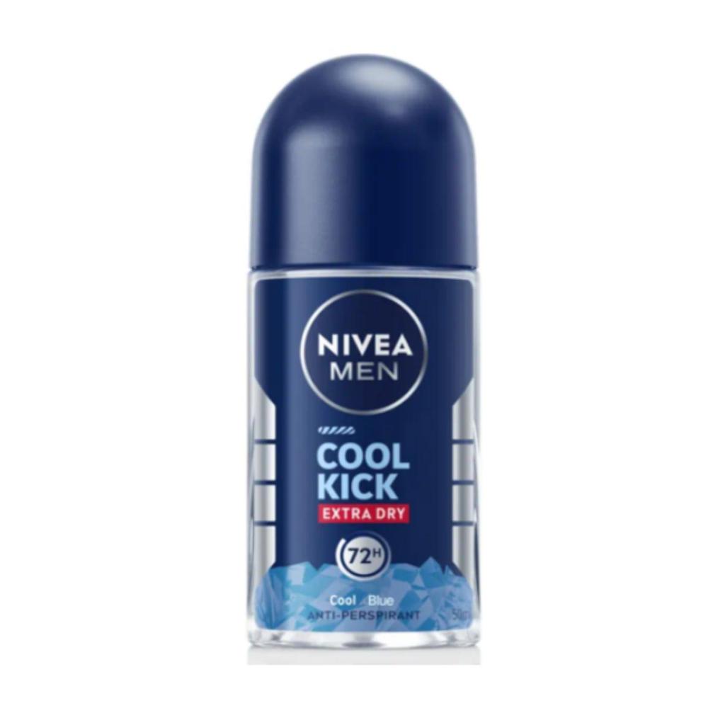 NIVEA Men Cool Kick Extra Dry Blue Roll-On Deodorant, 50ml, 1pc