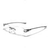 GM Musubi Frame Women's Rimless Cat Eye Metal Glasses - High-End Style by Wang Jiaer