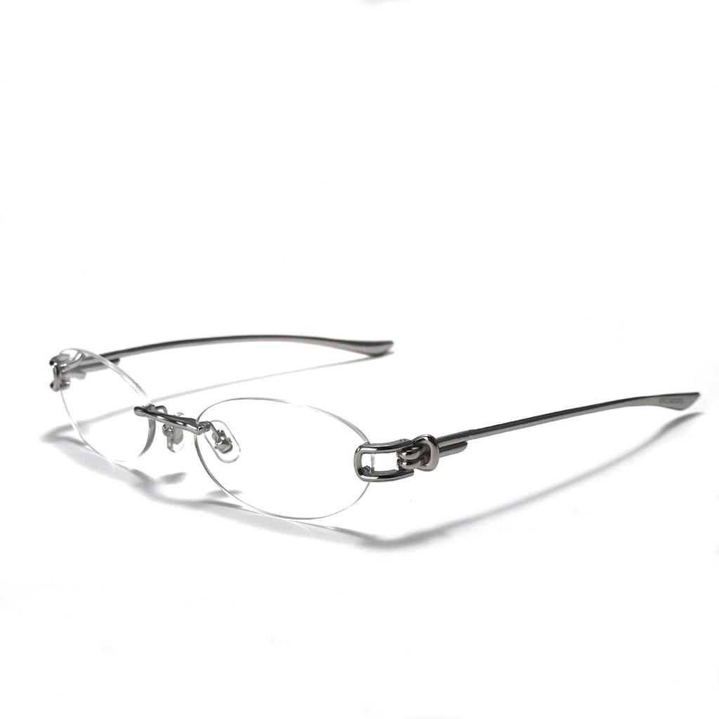 GM Musubi Frame Women's Rimless Cat Eye Metal Glasses - High-End Style by Wang Jiaer