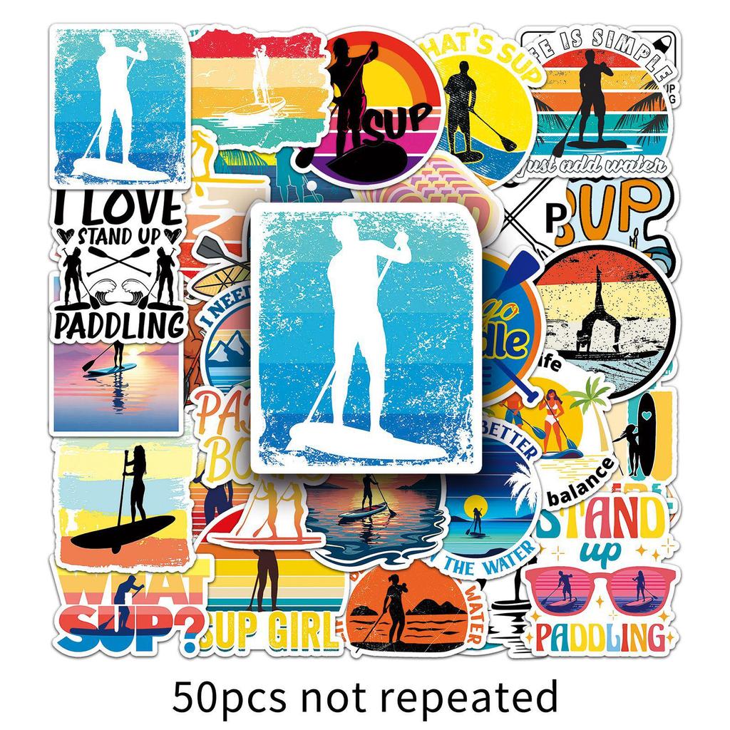 50pcs Stand-up Paddleboard Graffiti Stickers for Personalized Sports Equipment, Phone, Luggage, and Skateboard Decoration