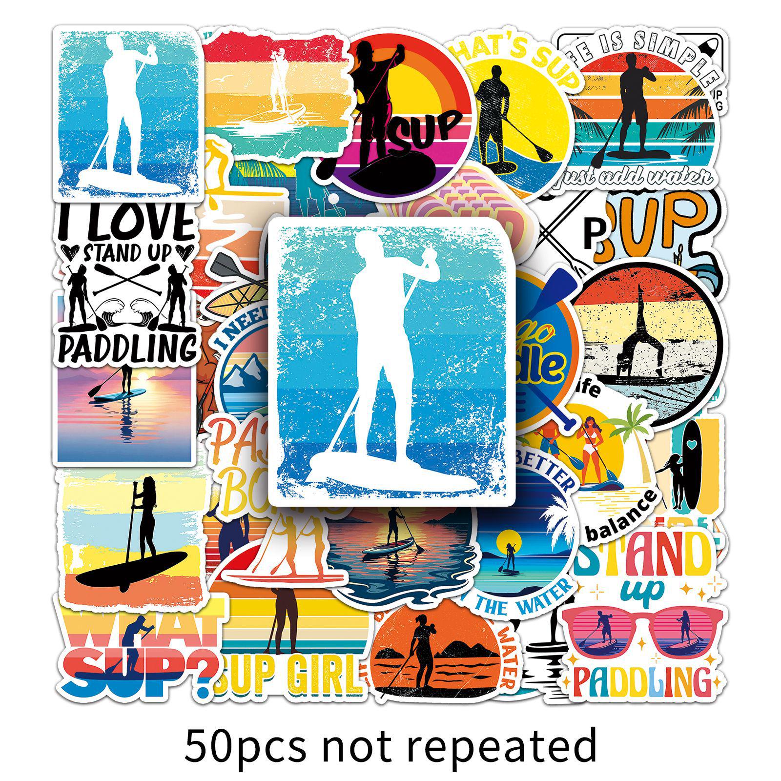 50pcs Waterproof SUP Paddleboard Stickers for Surfing and Water Sports