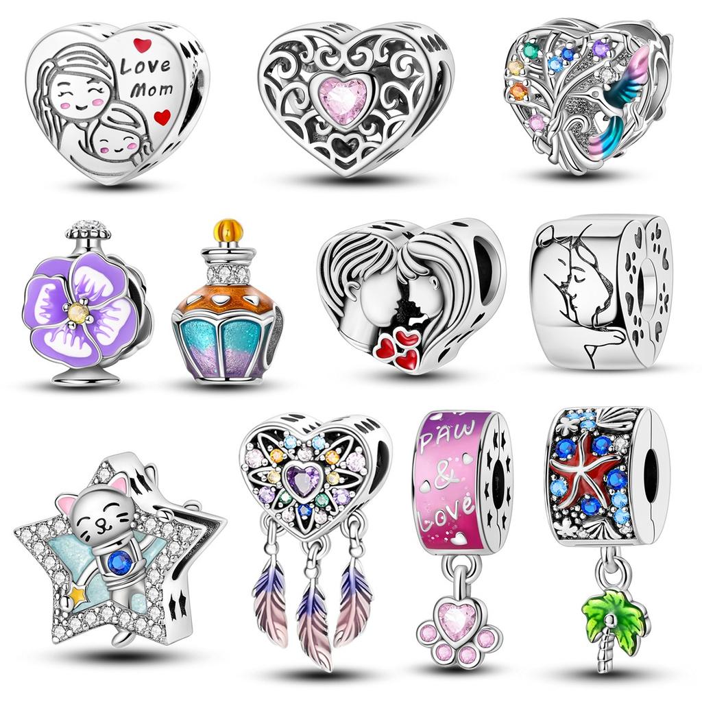 Kupfer Schmetterling Charms Perlen Sommer Stil Zirkonia Herzform Anhänger Original Zubehör Armbänder DIY Schmuck Geschenk