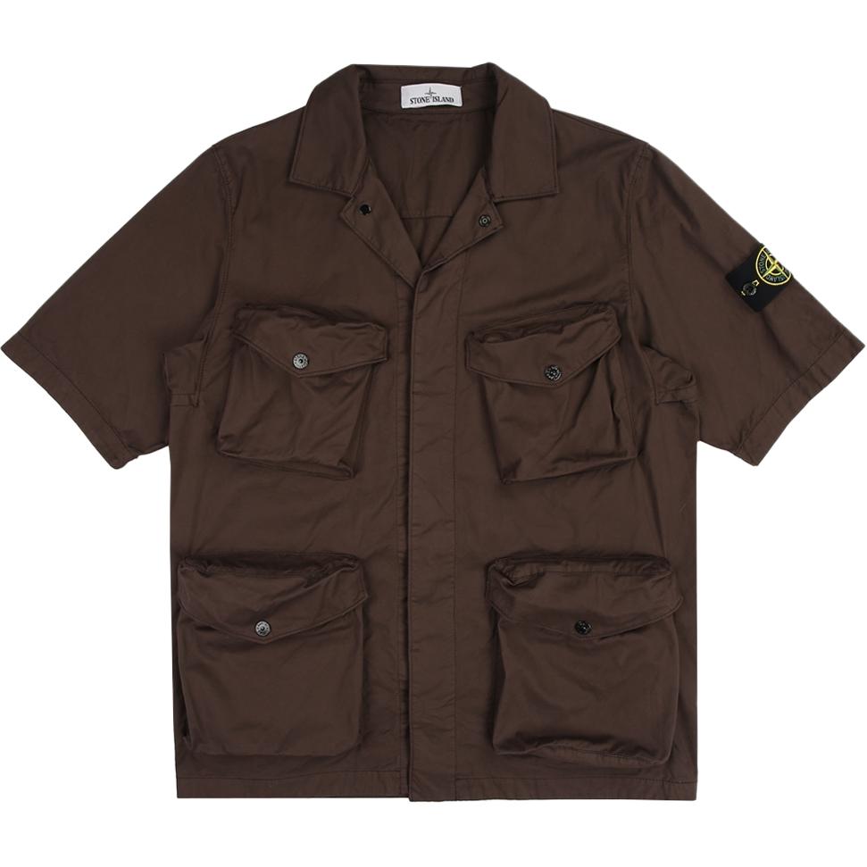 

STONE ISLAND Мужская рубашка с несколькими карманами, логотипом, однотонная, удобная, повседневная, с коротким рукавом 751510210-V0070 L
