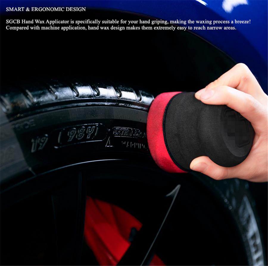 Car Hand Wax Applicator Pad Kit Grip + 3" Sponge Foam Pad For Tire Waxing Paint