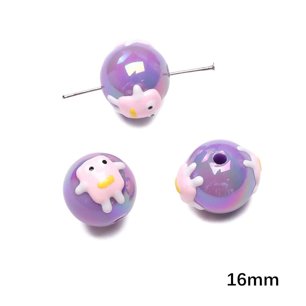Acrylic Three-Dimensional Painted Beads Cartoon Colorful Hand-Painted Beads DIY Bracelet Mobile Phone Chain Accessories Fashion Handmade