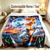 Soccer Theme Custom Blanket Personalized Name & Text Customized Soft Warm Throw Blanket Home Decor