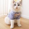 Cute Striped Cat Dog Shirt with Bow Tie Summer Short Sleeve Pet Clothing Walking Outfit for Poodle Bichon Small Dogs