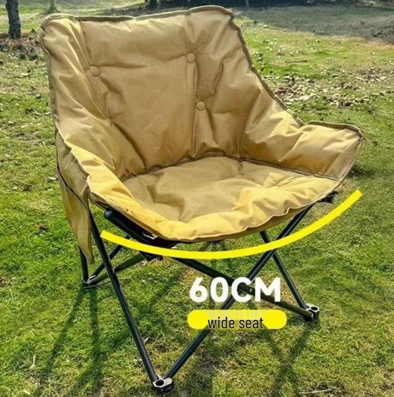 Portable High-Back Moon Chair Set: Adjustable, Foldable, Thickened Cotton for Outdoor Camping