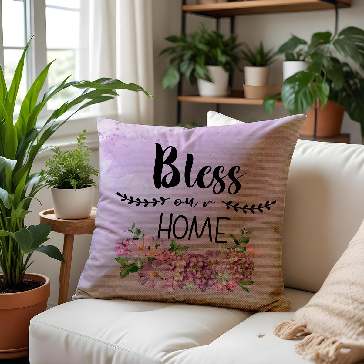 

Весенний Цветочный Принт Письма Наволочка Дом Гостиная Диван Подушка Наволочка 45 * 45Cm