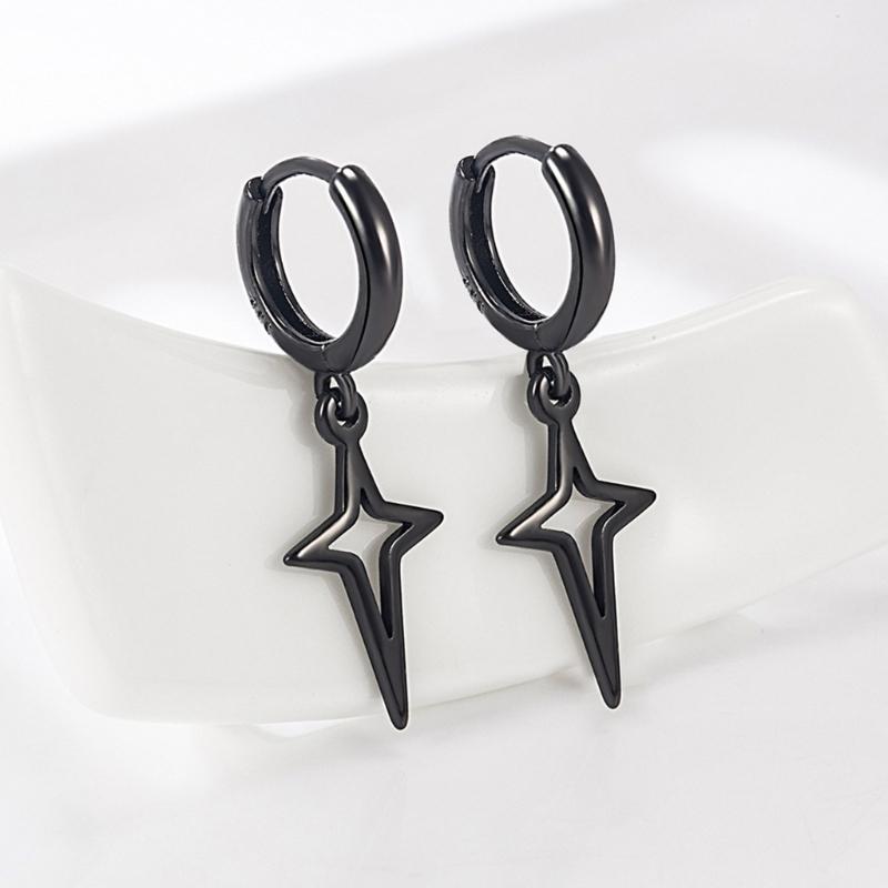 Schwarz Silber Farbe Kleine Kreuz Stern Ohrringe für Damen Mädchen Einfache Koreanische Mode Ohrstecker Ohrring Trend Schmuck
