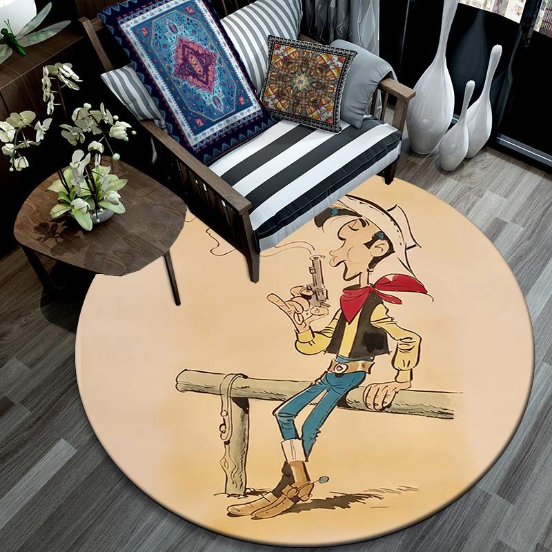 Lucky Luke2 Round Area Rug,Carpet Rug for Living Room Bedroom Sofa Playroom Decor,Non-slip Floor Mat