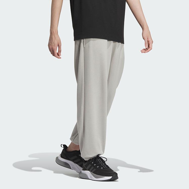 Adidas Solid Color Loose Fit Cuffed Casual Knit Sports Pants Men Bottoms Gray IV7591