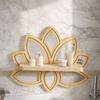 Creative Wooden Lotus Floating Shelf with Mirror Decorative Display Wall Shelf Detachable Crystal Display Rack Bedroom