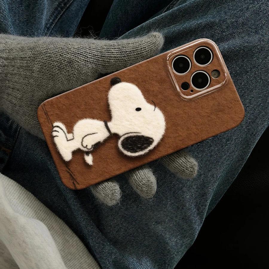 Custodia Kawaii Snoopy Cartoon per Telefono per IPhone 16 Pro Max 15 14 Plus 13 12 11 XS Max X XR Bumper Opaco Antiurto