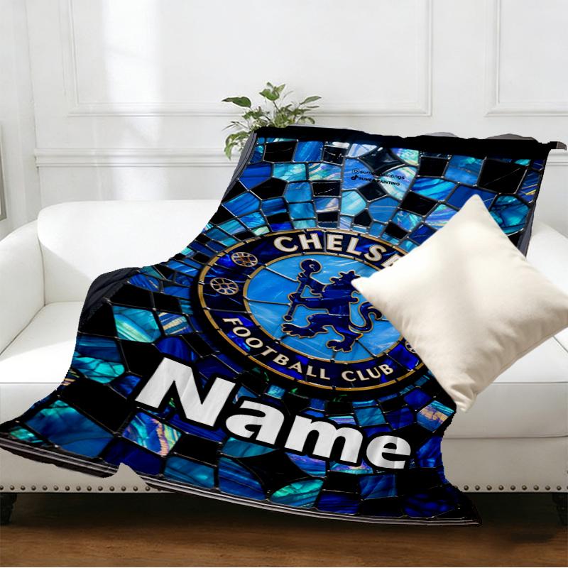 Custom Name Personalized football club F.C Print Blankets, Home Decor, Bedroom, Sofa, Camping, Couch, Gifts for Birthday Christmas