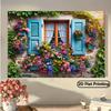 2D Blumenfenster Kulisse, Rustikales Steinhaus mit Weinranken Fotografie Hintergrund für Alle Anlässe