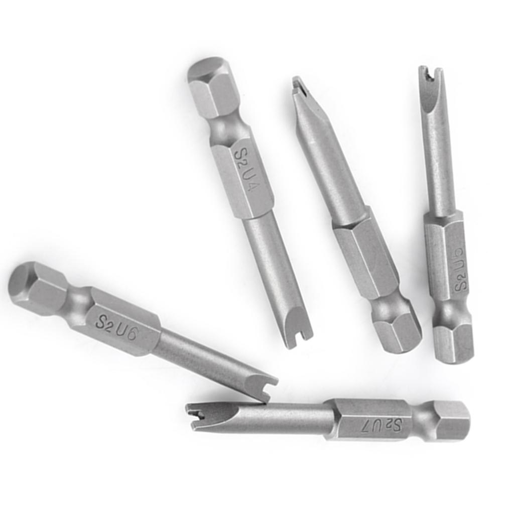 5-teiliges Set aus S2-legiertem Stahl, 50 mm Länge, 14 Zoll Sechskantschaft, U-förmig, magnetische Schraubendreher-Bits