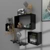 Wooden Floating Wall Shelf with 4 Shelves - MDF Wall Mounted Shelf for Living Room, - Display Rack for Books, Kitchen Wall Storage Unit (Black)