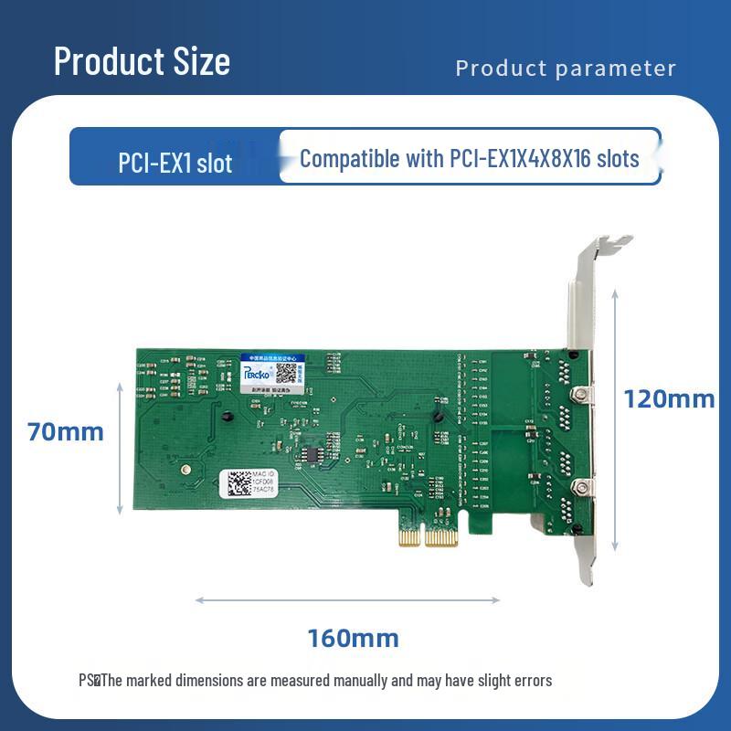 PERCKO Intel 82575 PCIe X1 Quad-Port Gigabit Ethernet Network Card