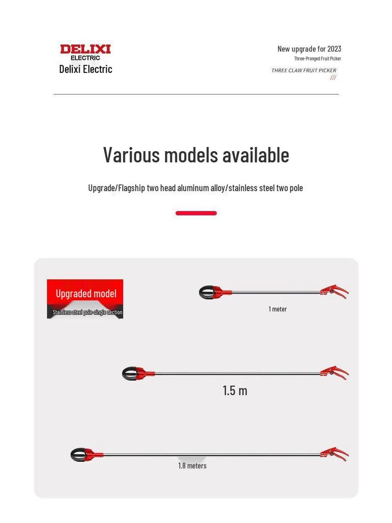 Delixi Telescopic Fruit Picker with Three-Claw Design for High-Altitude Apple and Peach Harvesting