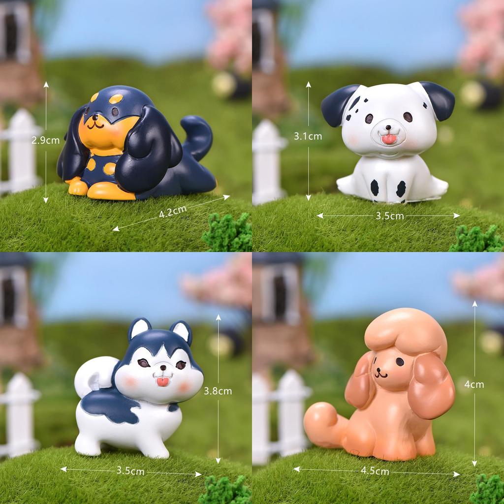 Entzückende Pomeranian-Hundefigur aus Kunstharz, perfekt für Miniaturgärten und Terrarien