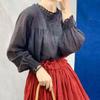 Johnature Vintage Thin Ruffles Loose Womens Blouses Summer All Match Sunscreen Button Female Shirts