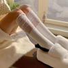 Women Sweet Lace Patchwork Ruffle Frilly Over Calf Socks Japanese JK Girls Ballet Style Solid Color Long Tube Boot Socks