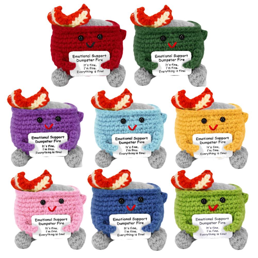 Crochet Dumpster Fire Cute Emotional Support Dumpster Fire Positive Crochet Dumpster Fire Office and Home Decoration Gifts