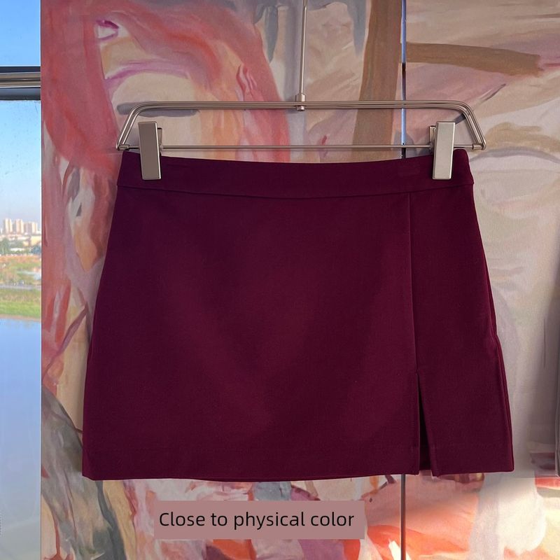 

Original Ste * Ve Mad * Den Cameron Spring/Autumn/Summer Fabric Mini Skirt Sexy Slit Skirt Burgundy 6