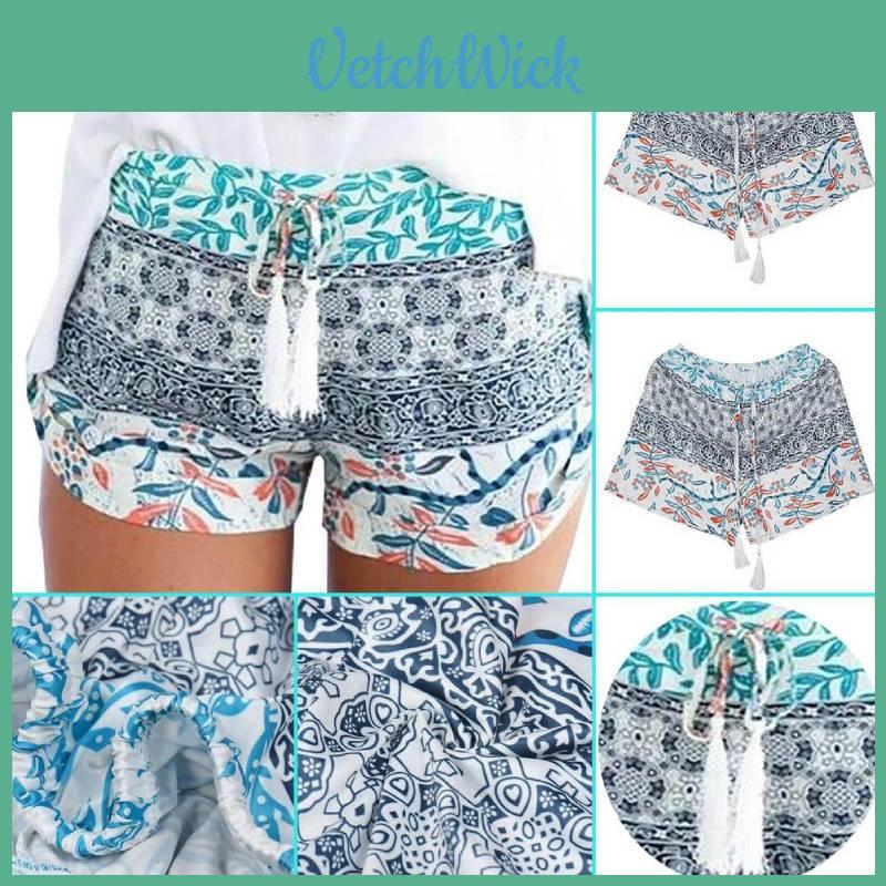 Summer Polyester Print Shorts With Tie Waist For Casual Wear
