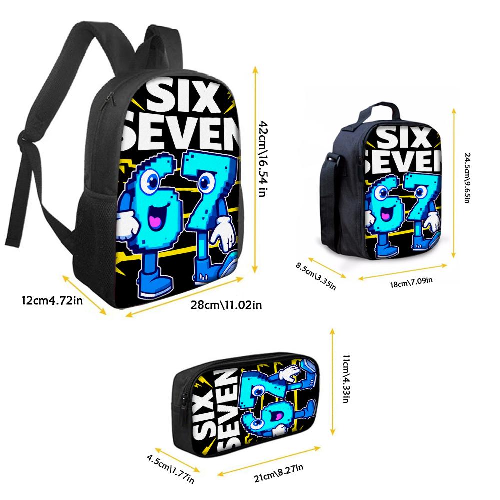 3er Set Rucksack mit Muster Nummer 67 Leicht Große Kapazität Schultasche Reisetasche mit Umhängetasche Federmäppchen Perfektes Geschenk