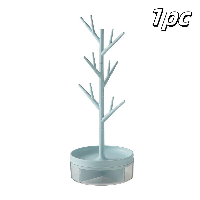 

Вращающаяся стойка для хранения ювелирных изделий в форме дерева, многофункциональная коробка для часов, ключей, ожерелий, сережек, колец, держатель для дисплея, настольные принадлежности синий