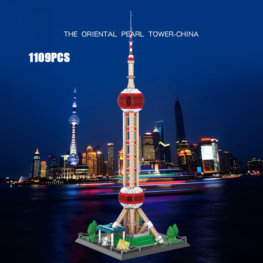 World Famous Modern Architecture Nanobricks China Shanghai Oriental Pearl Tv Tower Micro Construction Block Model Blocks Toys