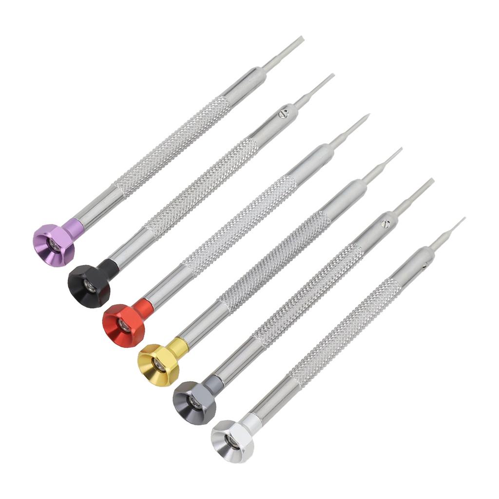 6pcs Colored Slotted Screwdriver Set 0.6-1.6mm Hexagonal Head Steel Repair Tool For Watch Glasses Electronics