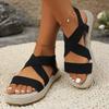 Large Size Hemp Rope Bottom Elastic Sleeve Casual Sandals for Women 2024 New Cross Shaped Roman Sandals