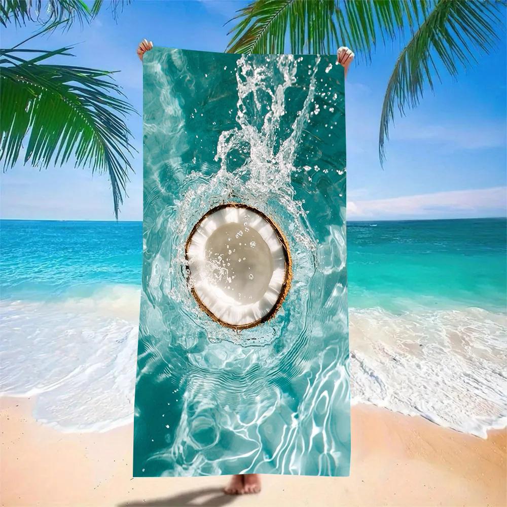 Coconut Sunset Beach Towel Super Absorbent Quick Dry Microfiber Soft Sand-Free Blanket For Picnic & Tropical Vibes