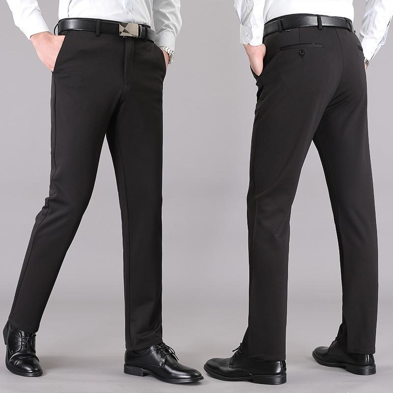 Business Pants Men's Casual Pants Men's Pants Summer Thin Loose Straight Ice Silk Trousers Elastic Suit Pants Men's