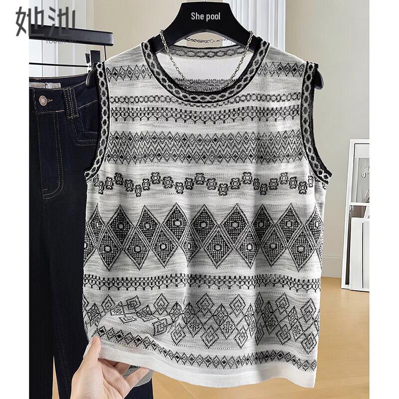 Women s Contrast Stripe Knit Vest M