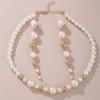 Pearl Necklace And Earring Set With Geometric Design For Fashion Women