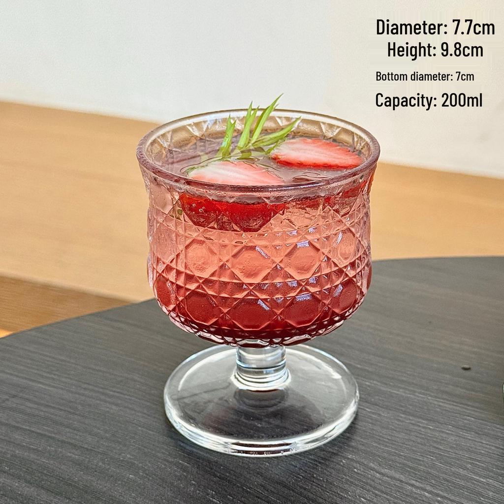 Retro Glass Cup for Iced Coffee, Milk, Tea & Juice