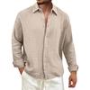 Men's Solid Color Wrinkled Lapel Long Sleeve Shirt Men's Casual Fashion Long Sleeve Shirt