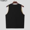 INCERUN Men V Neck Sleeveless Stitching Waistcoat and Long Pants Outfits Sets