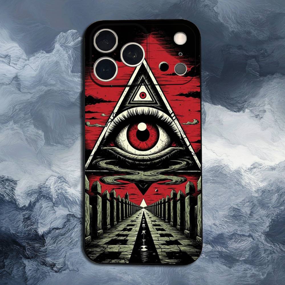 Illuminati Kunst Auge Okkult Hülle Für iPhone 15,17,16,12,14,13,11,Plus,Pro Max,XS,X,Mini,8,7,XR,SE,Weiches Silikon Schwarz