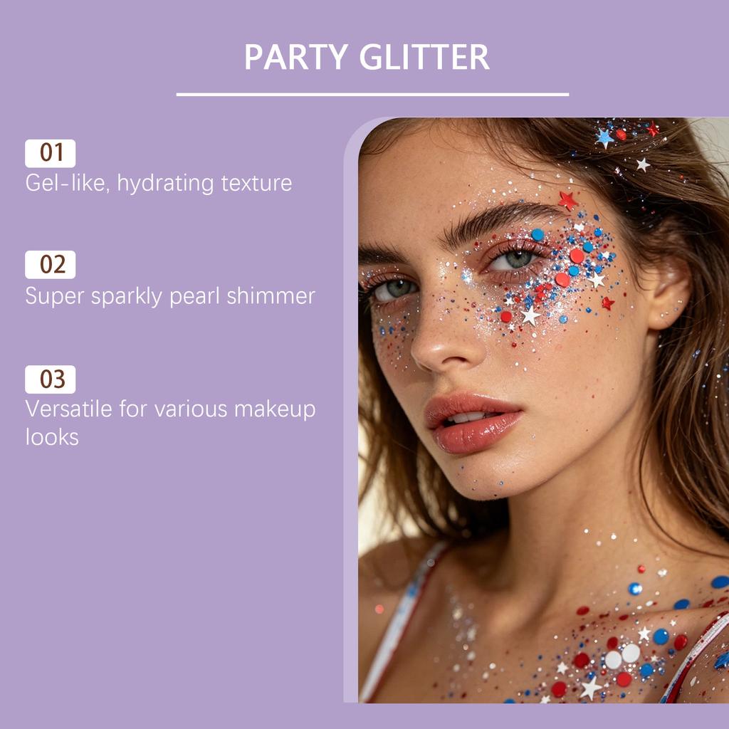 Face and Body Glitter Gel Long Lasting Shine Suitable for Party Use Water Resistant Cosmetic Gel 50g Tube