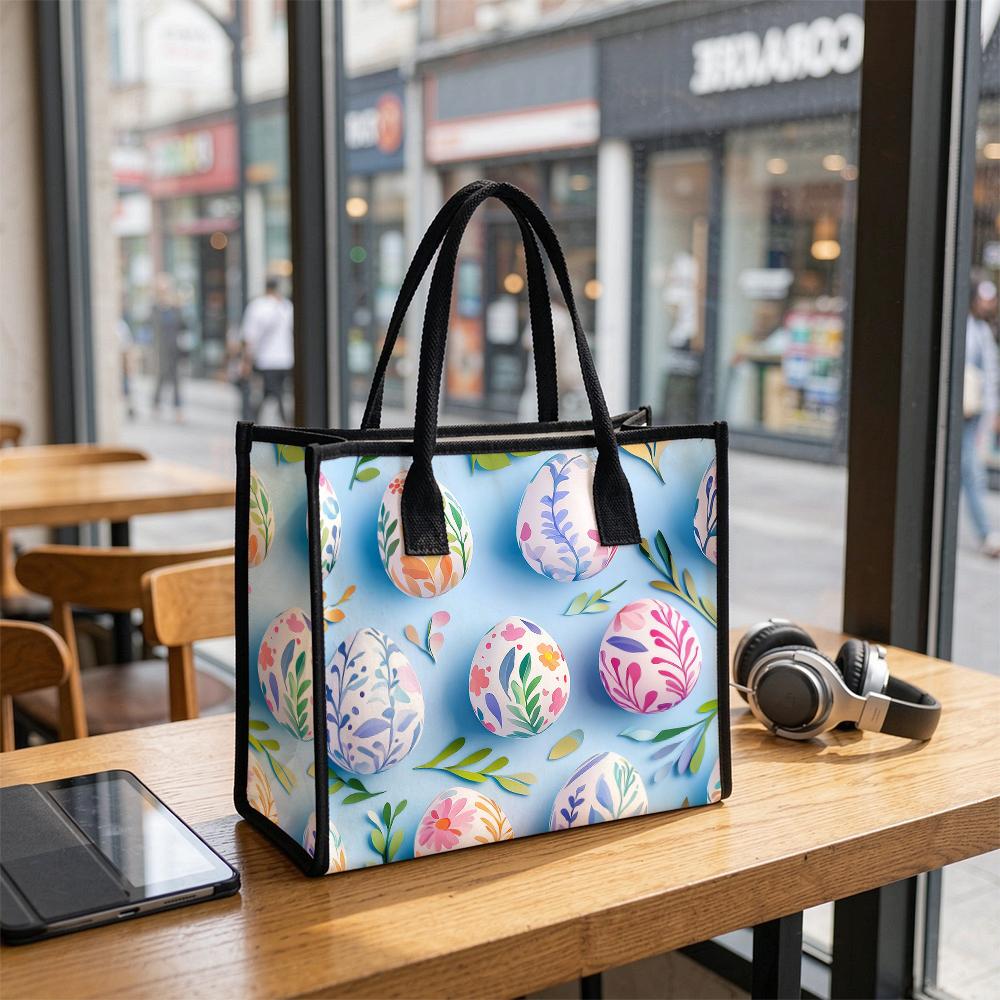 Easter Egg Print Tote Bag Fashion Large Capacity Casual Handbag for Daily Shopping Outdoor Use