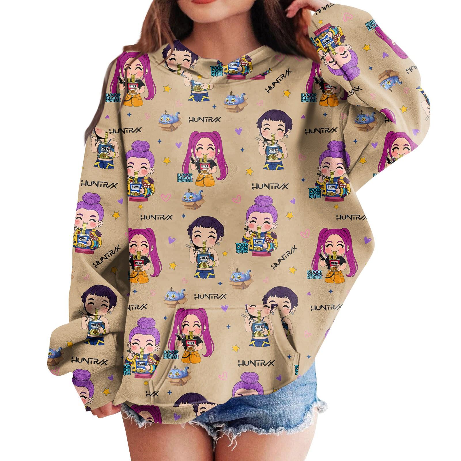 

Sweatshirts For Teen Girls Hoodies Long Sleeve Drawstring Pullover Cute Printed Hoodie Top 110 хакі