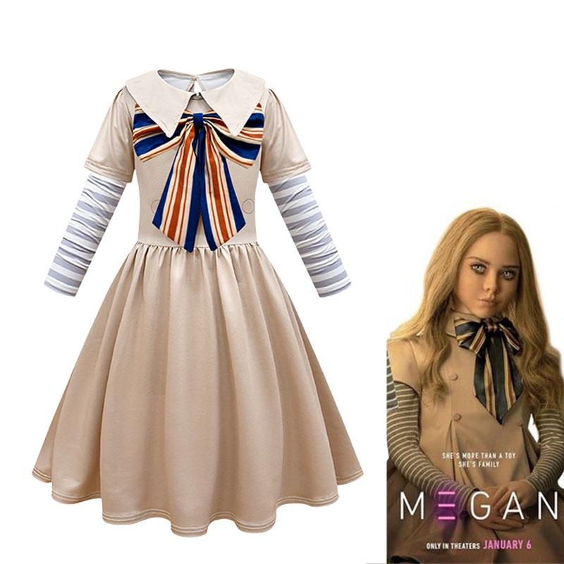 M3gan Girls' Halloween Costume Dress For Cosplay Polyester Fabric Available In Multiple Sizes